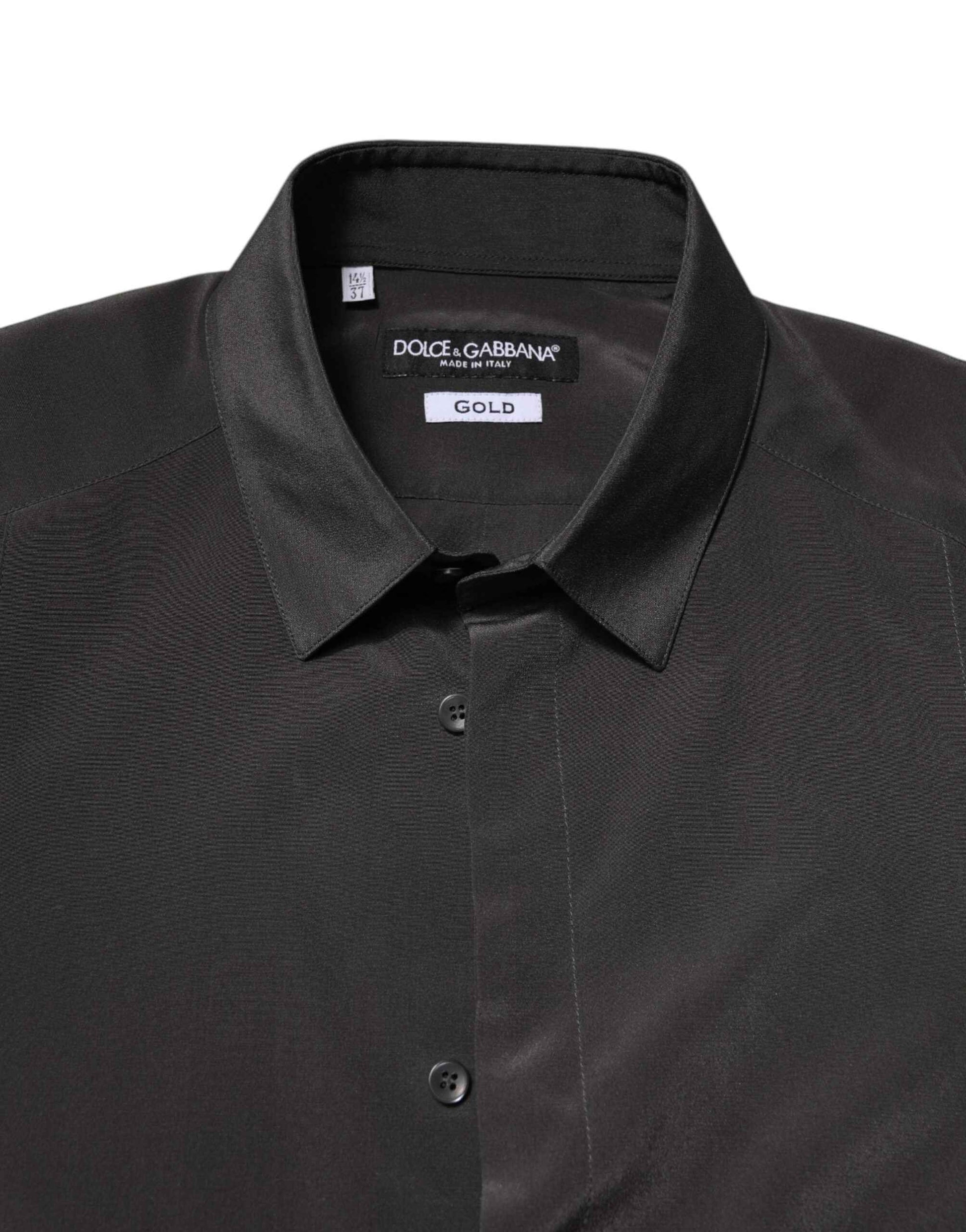 Dark Gray Silk GOLD Dress Formal Shirt