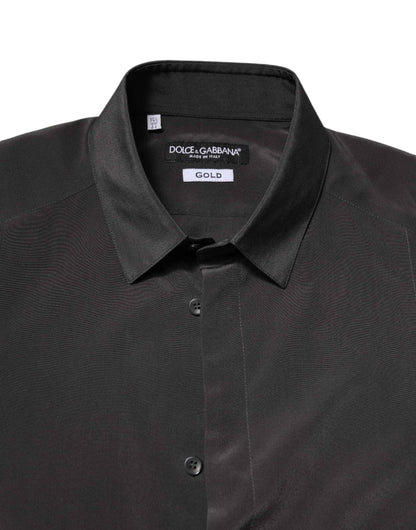 Dark Gray Silk GOLD Dress Formal Shirt