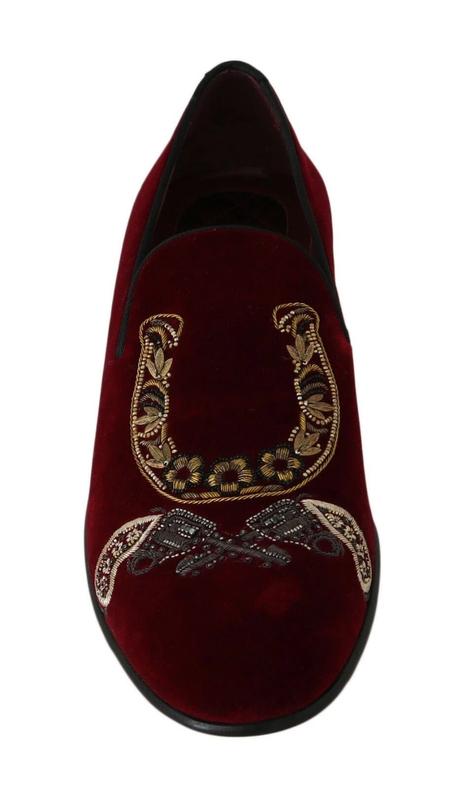 Bordeaux Velvet Loafers Gun Horseshoe Shoes Dolce & Gabbana