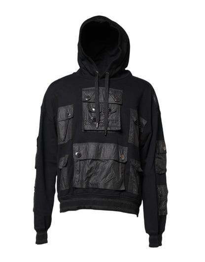 Black Cotton Hooded Sweatshirt Sweater