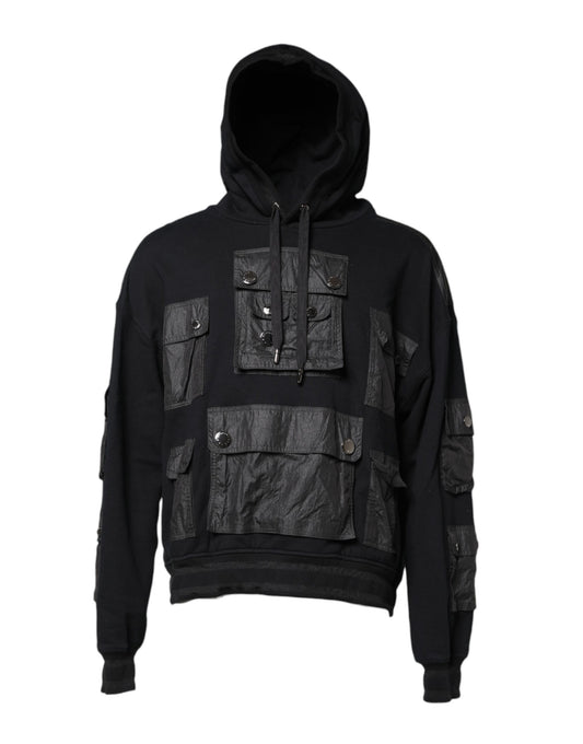 Black Cotton Hooded Sweatshirt Sweater