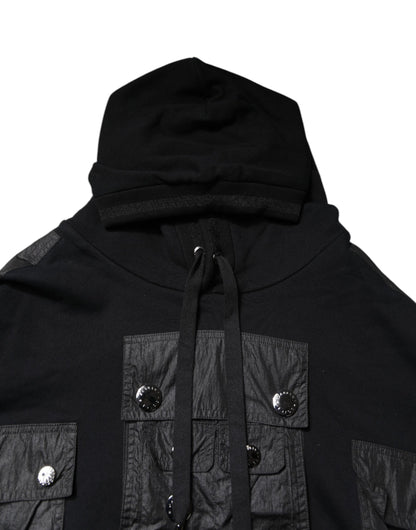 Black Cotton Hooded Sweatshirt Sweater