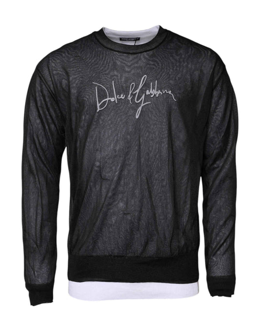 Black White Logo Knitted Pullover Sweater