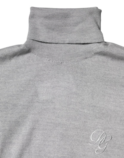 Gray Wool Knitted Men Pullover Sweater