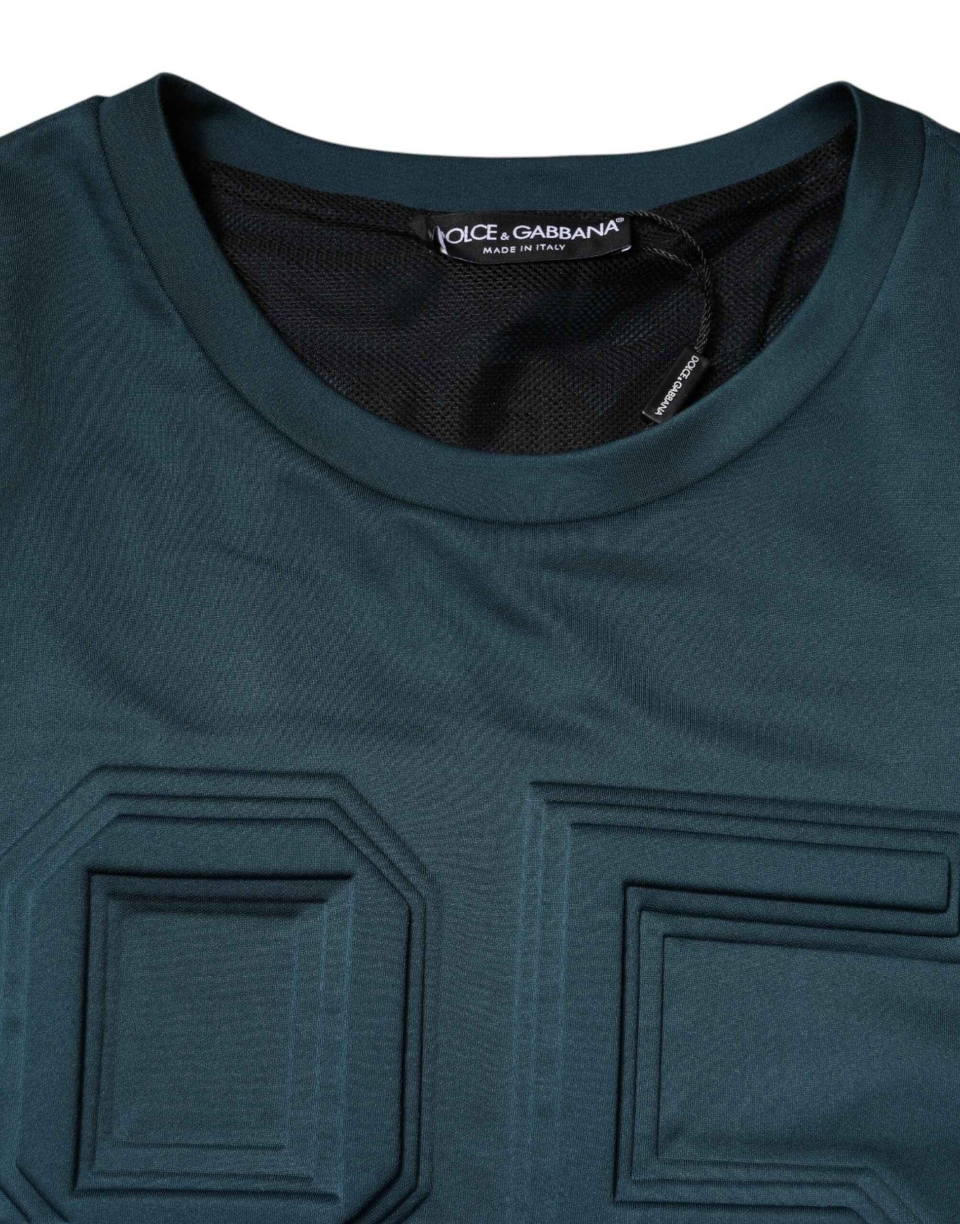 Dark Green Embossed Logo Pullover Sweater
