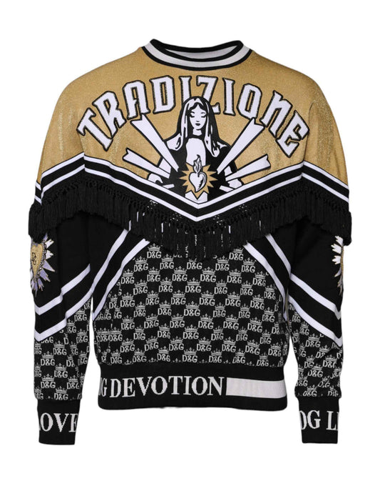 Multicolor Cotton Crew Neck Pullover Sweater