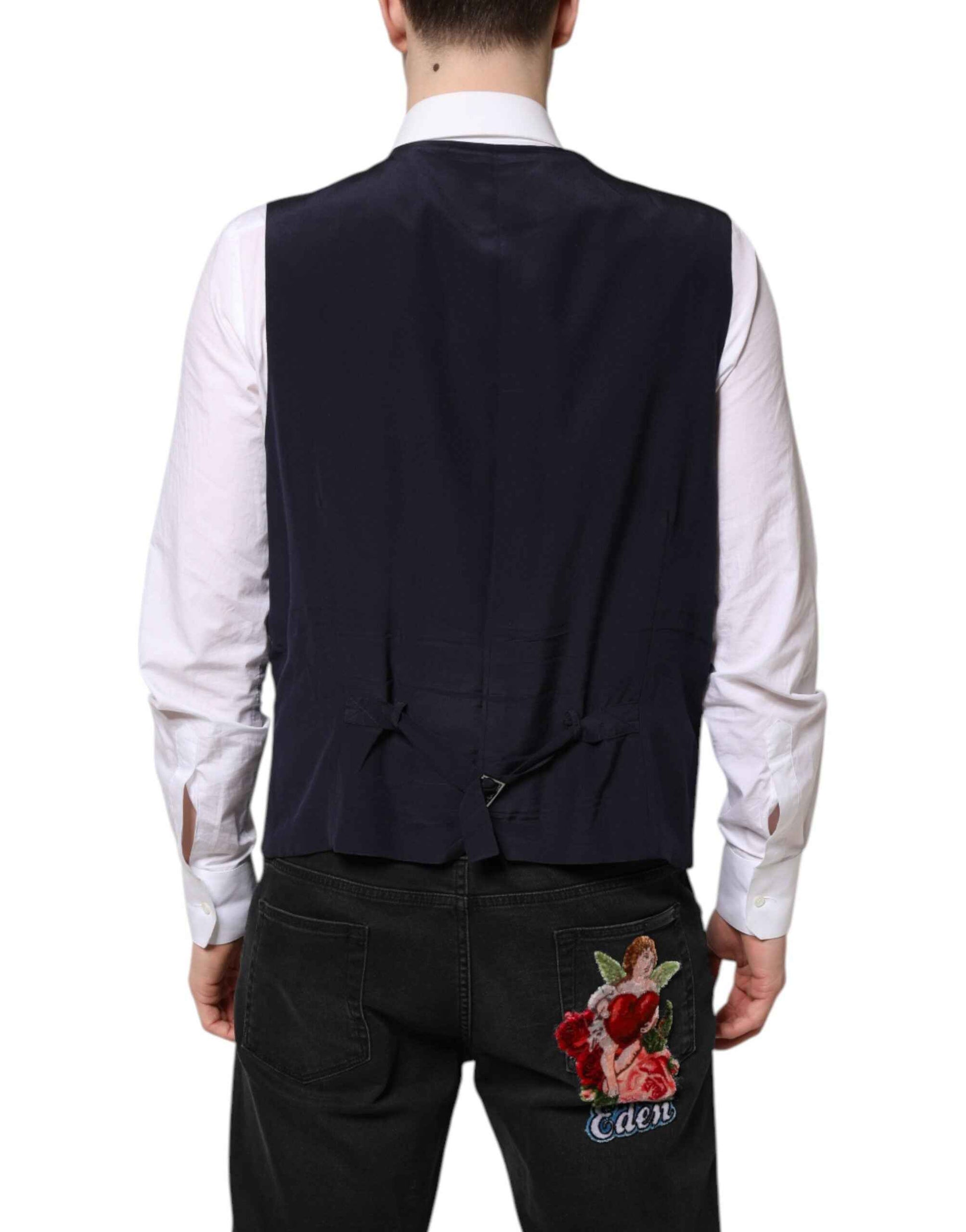 Black Wool Waistcoat Dress Formal Vest