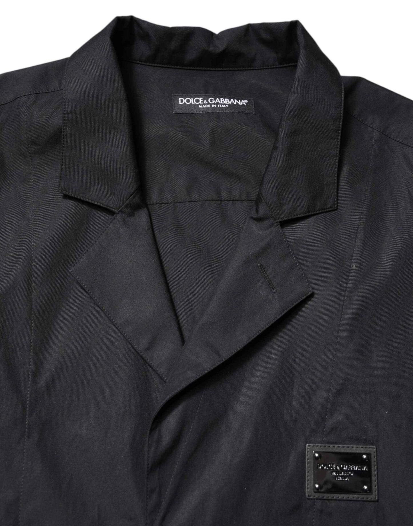Black Short Sleeves Button Down Casual Shirt