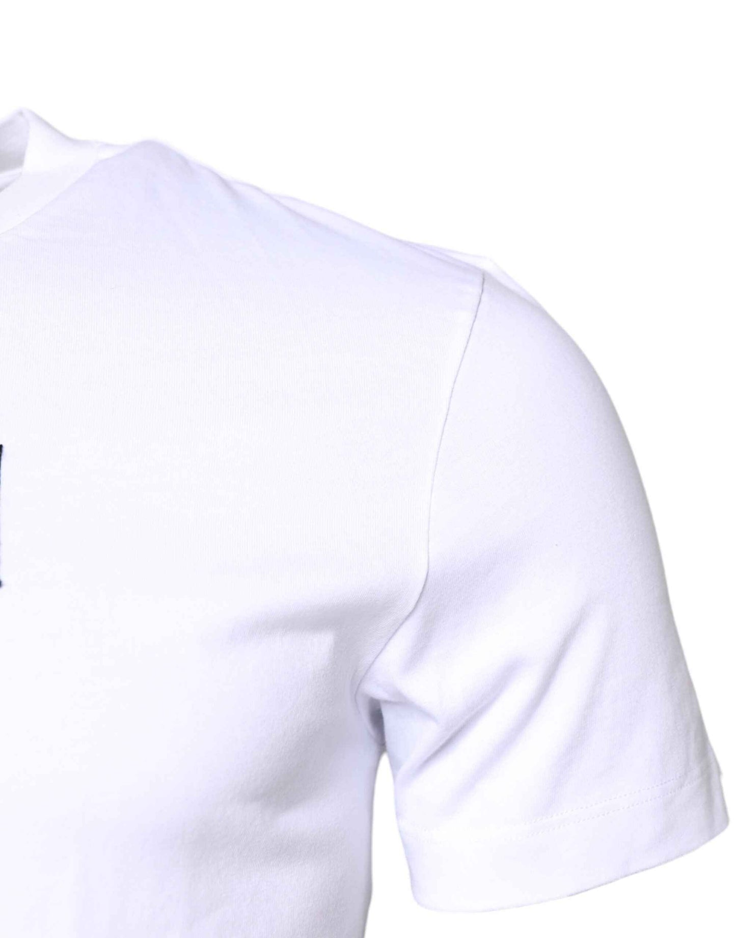 White Cotton Logo Patch Crew Neck T-shirt
