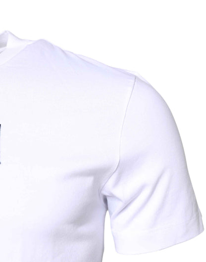 White Cotton Logo Patch Crew Neck T-shirt