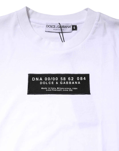 White Cotton Logo Patch Crew Neck T-shirt