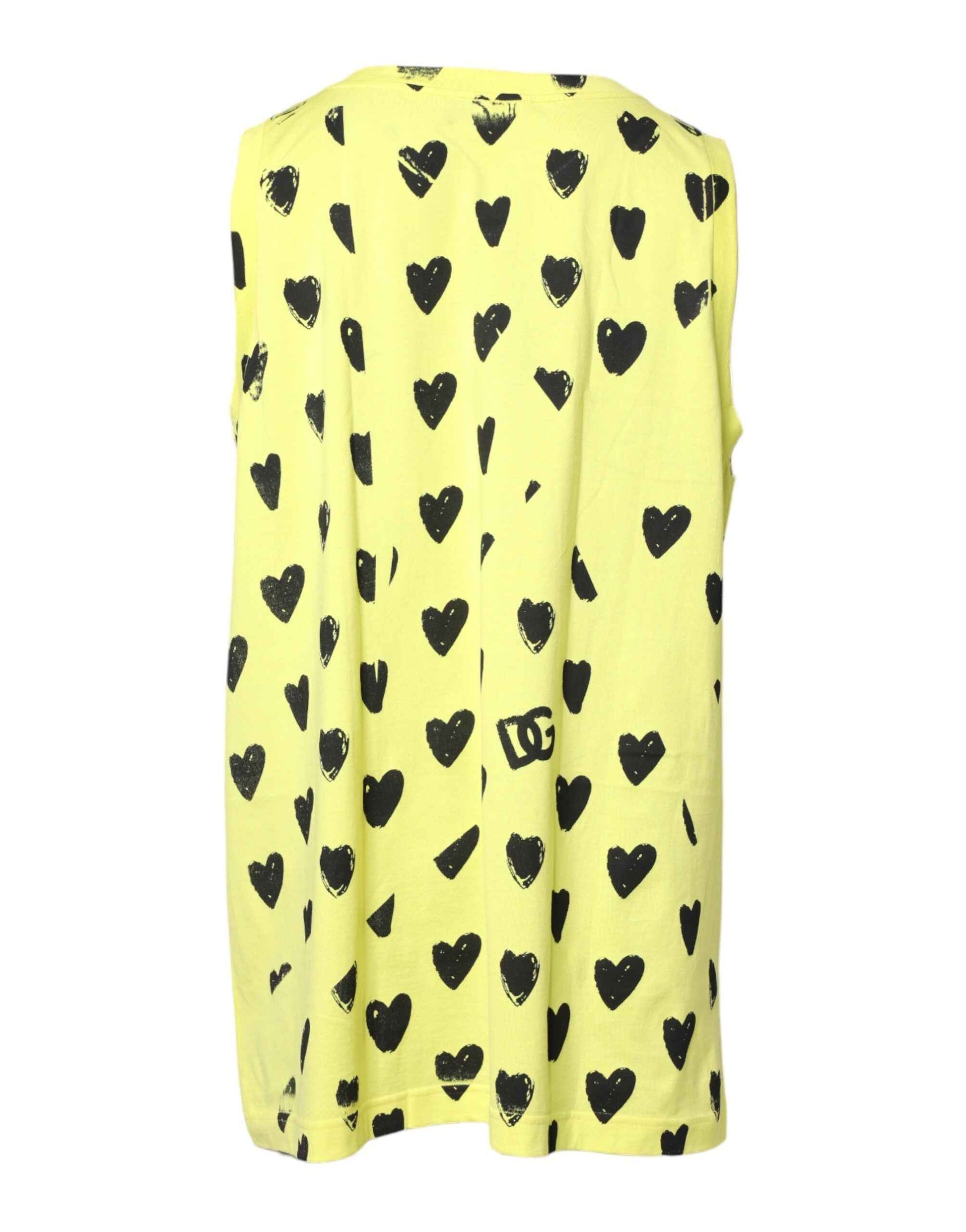 Yellow Cotton Sleeveless DG Heart T-shirt