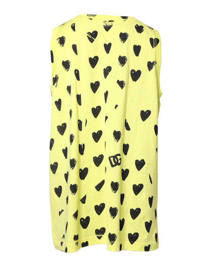 Yellow Cotton Sleeveless DG Heart T-shirt