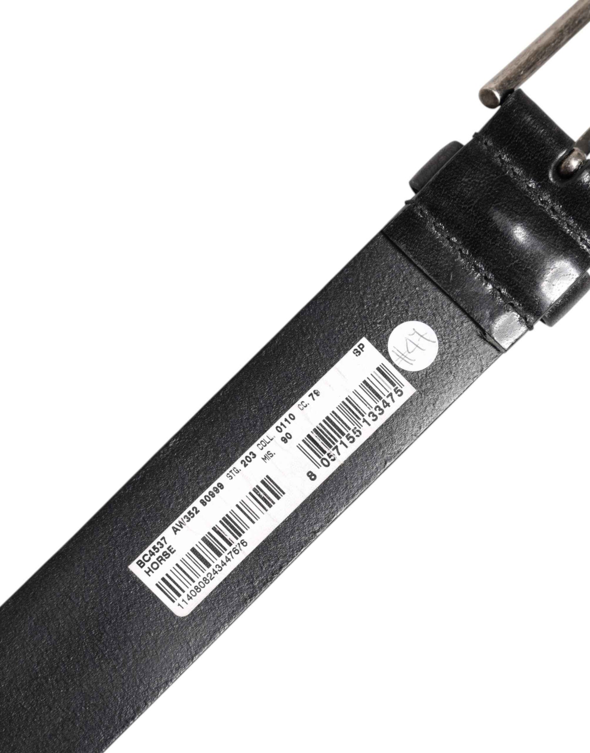 Black Classic Leather Metal Buckle Belt