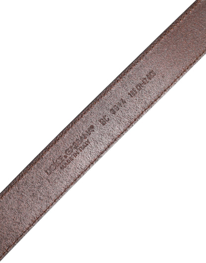 Brown Classic Calf Leather Metal Buckle Belt