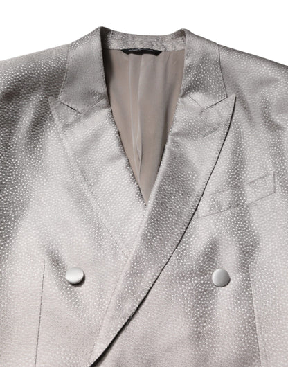 Light Gray Jacquard Silk Dotted 2 Piece Suit