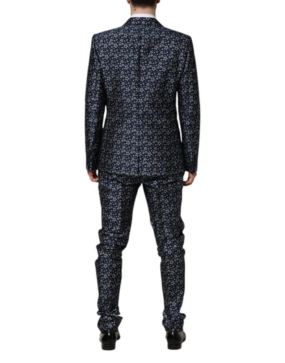 Blue MARTINI Star Jacquard 3 Piece Suit