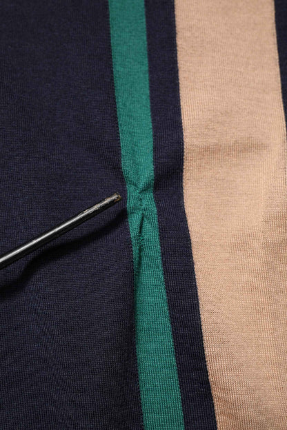 Multicolor Stripes Crew Neck Pullover Sweater