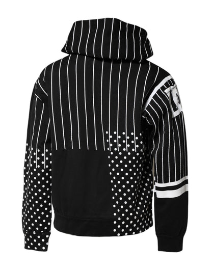 Black White Stripe Hooded Sweatshirt Sweater