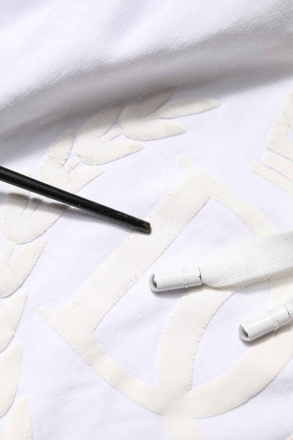 White Embossed Logo Hooded Sweatshirt Sweater