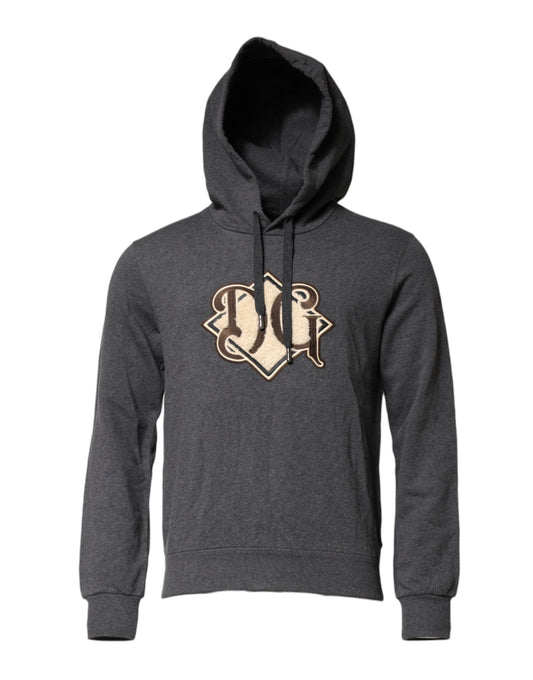 Gray Logo Patch Hooded Sweatshirt Sweater