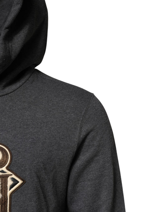 Gray Logo Patch Hooded Sweatshirt Sweater