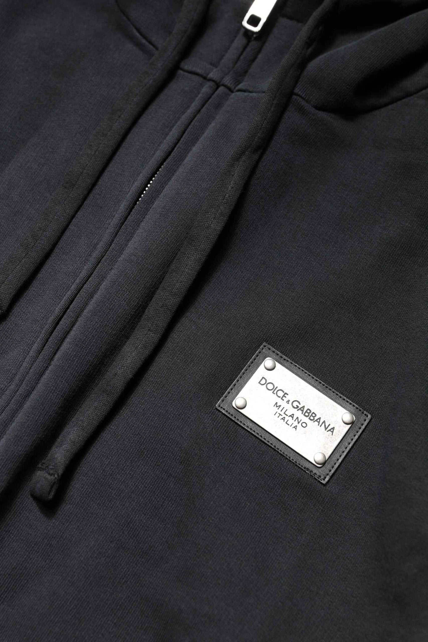 Black Logo Full Zip Hooded Men Sweatshirt Sweater