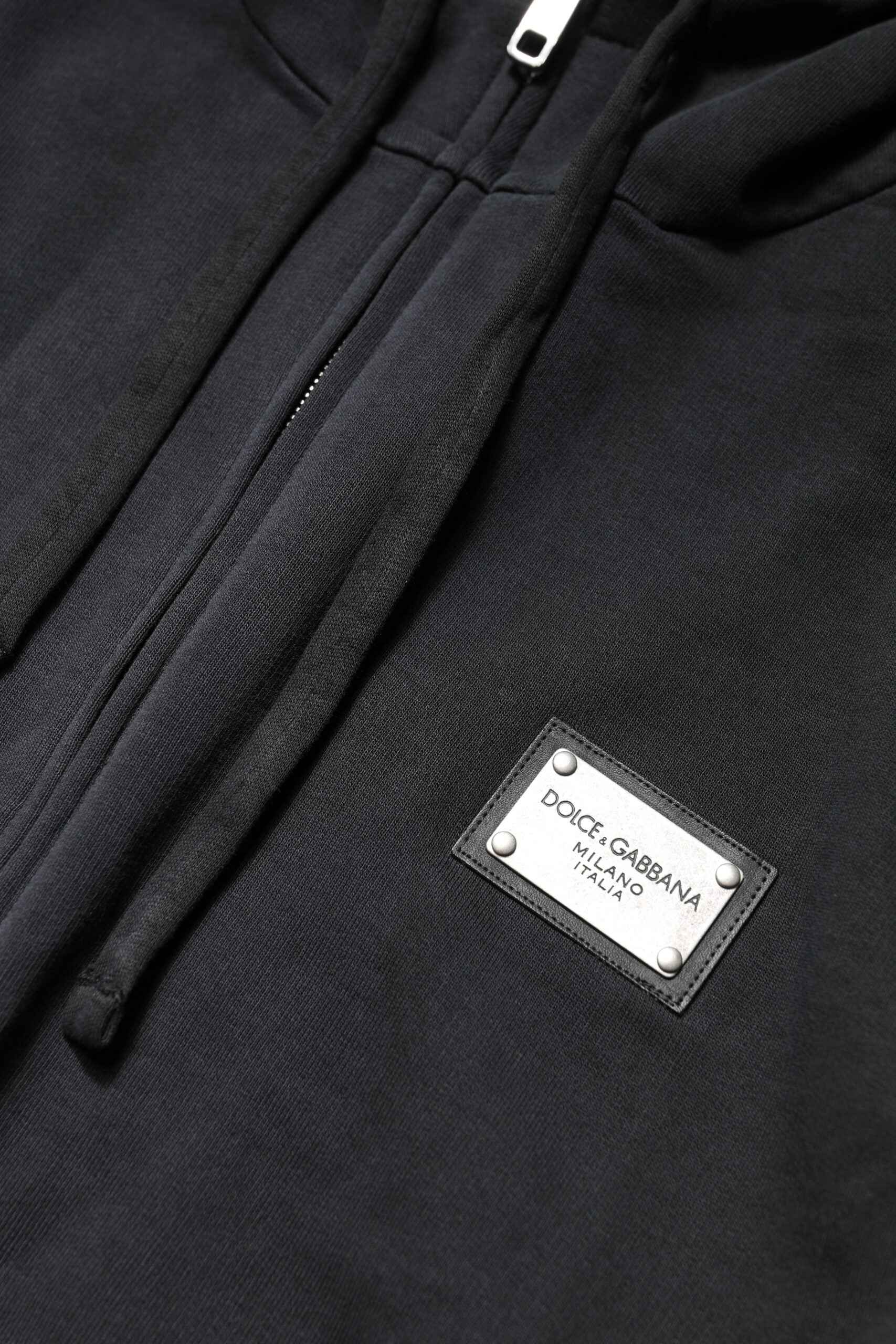 Black Logo Full Zip Hooded Men Sweatshirt Sweater