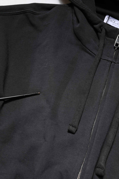 Black Logo Full Zip Hooded Men Sweatshirt Sweater