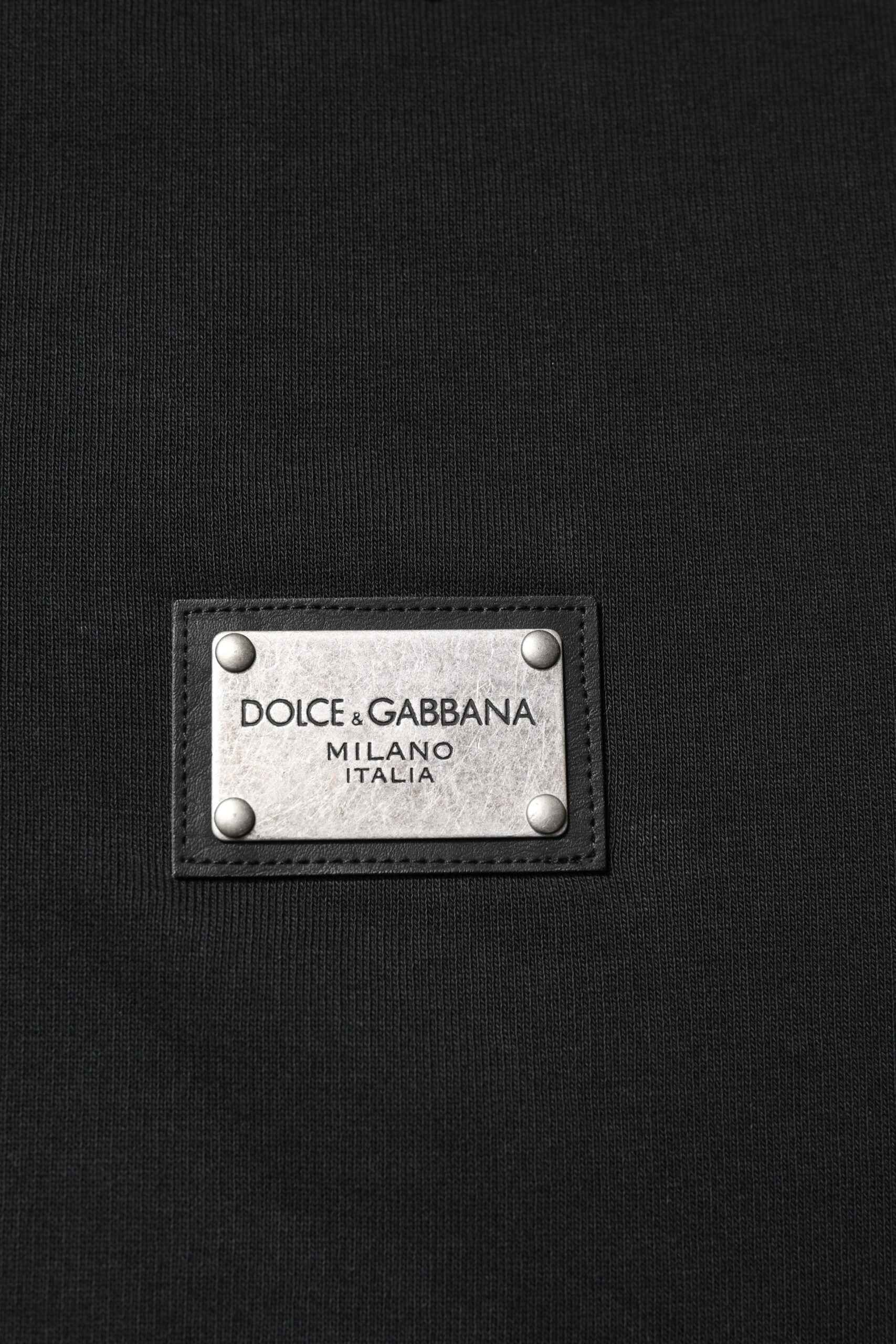 Black Logo Full Zip Hooded Men Sweatshirt Sweater