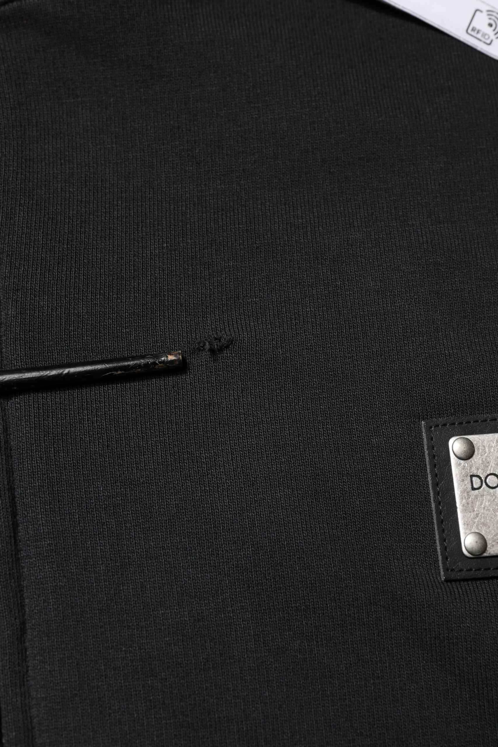 Black Logo Full Zip Hooded Men Sweatshirt Sweater