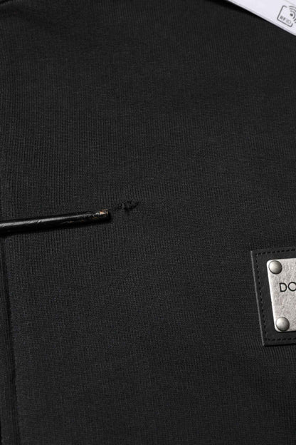 Black Logo Full Zip Hooded Men Sweatshirt Sweater