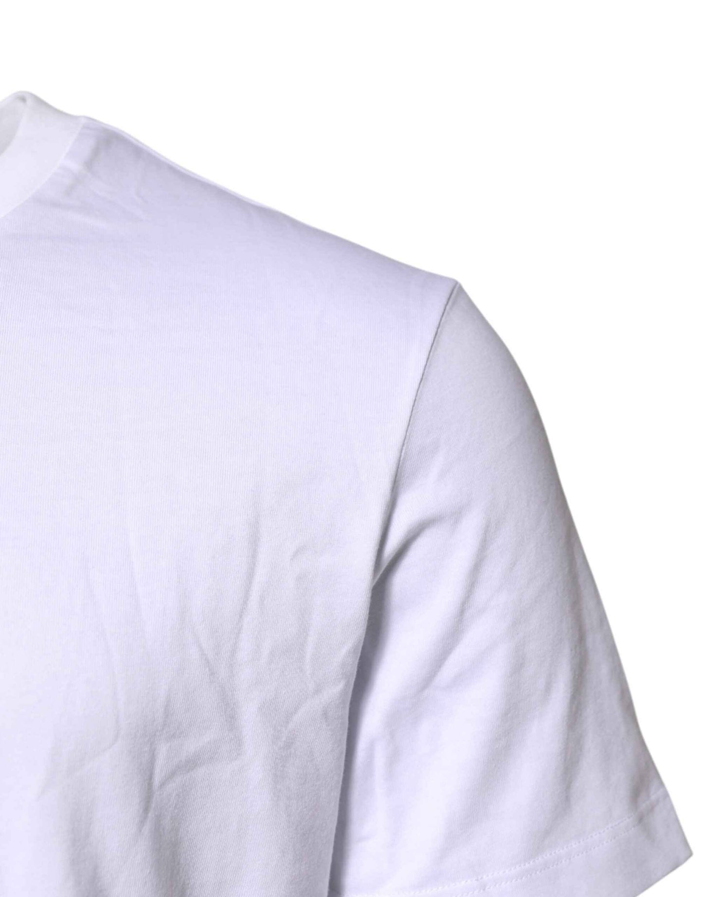 White Logo Embroidery Crew Neck T-shirt