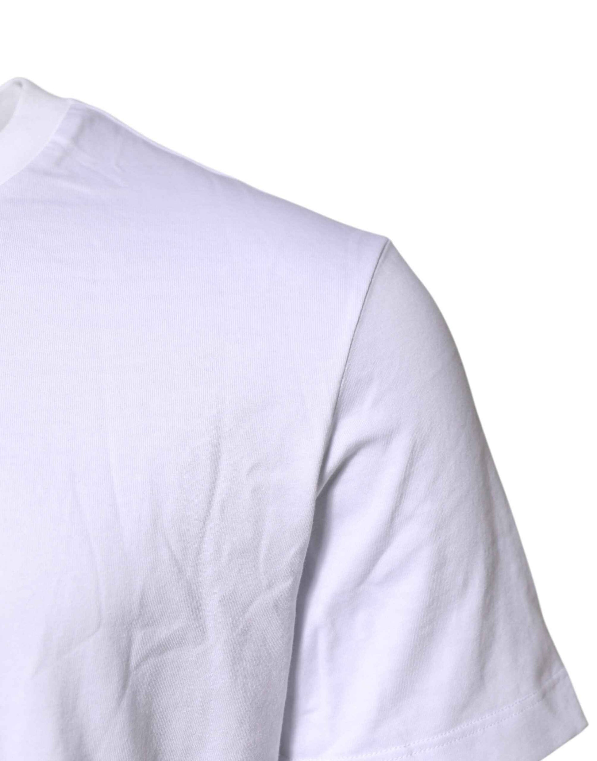 White Logo Embroidery Crew Neck T-shirt