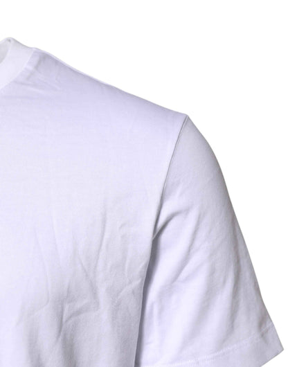 White Logo Embroidery Crew Neck T-shirt