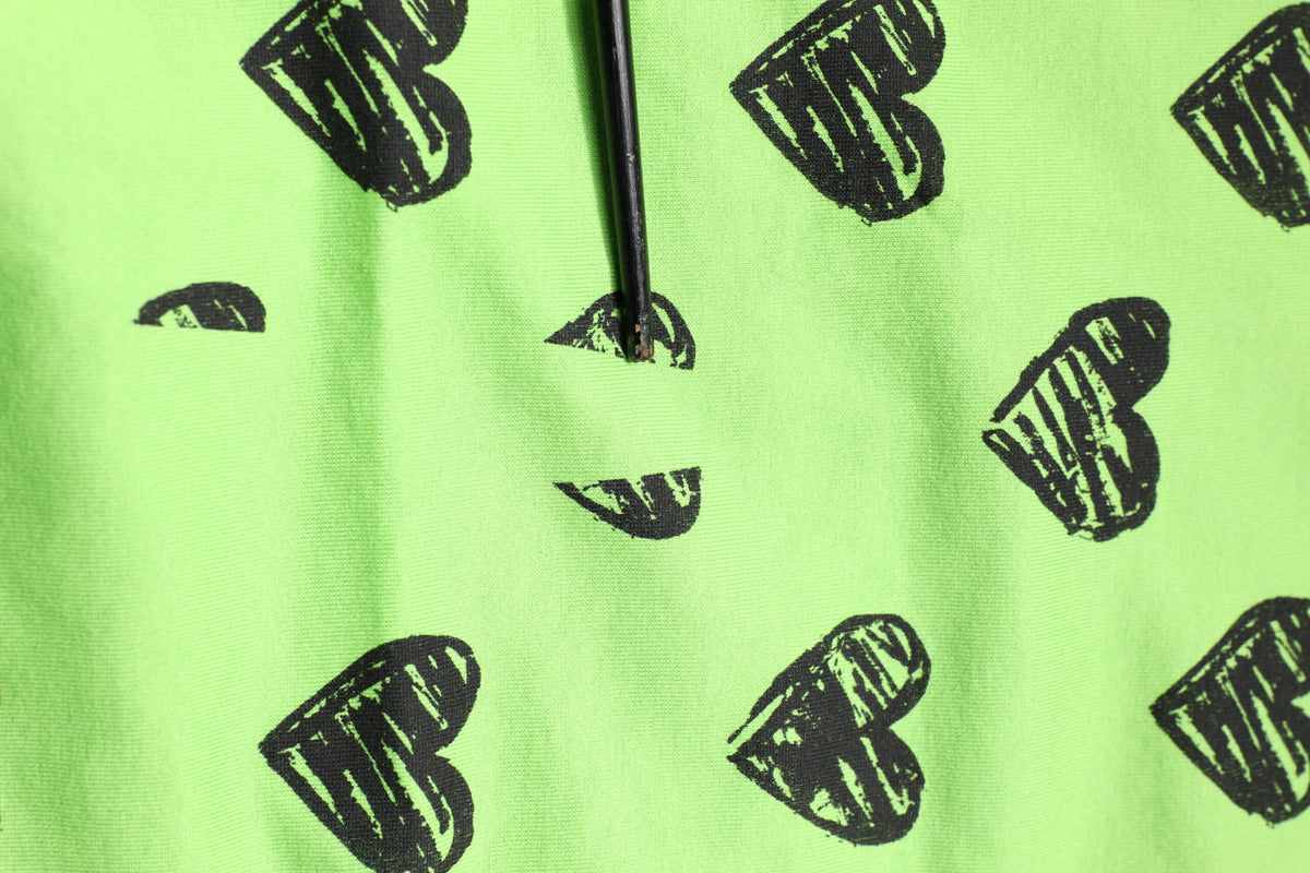 Green Heart Print Cotton Crew Neck T-shirt