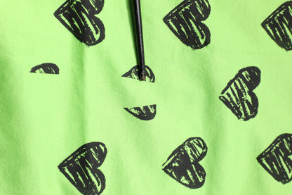 Green Heart Print Cotton Crew Neck T-shirt