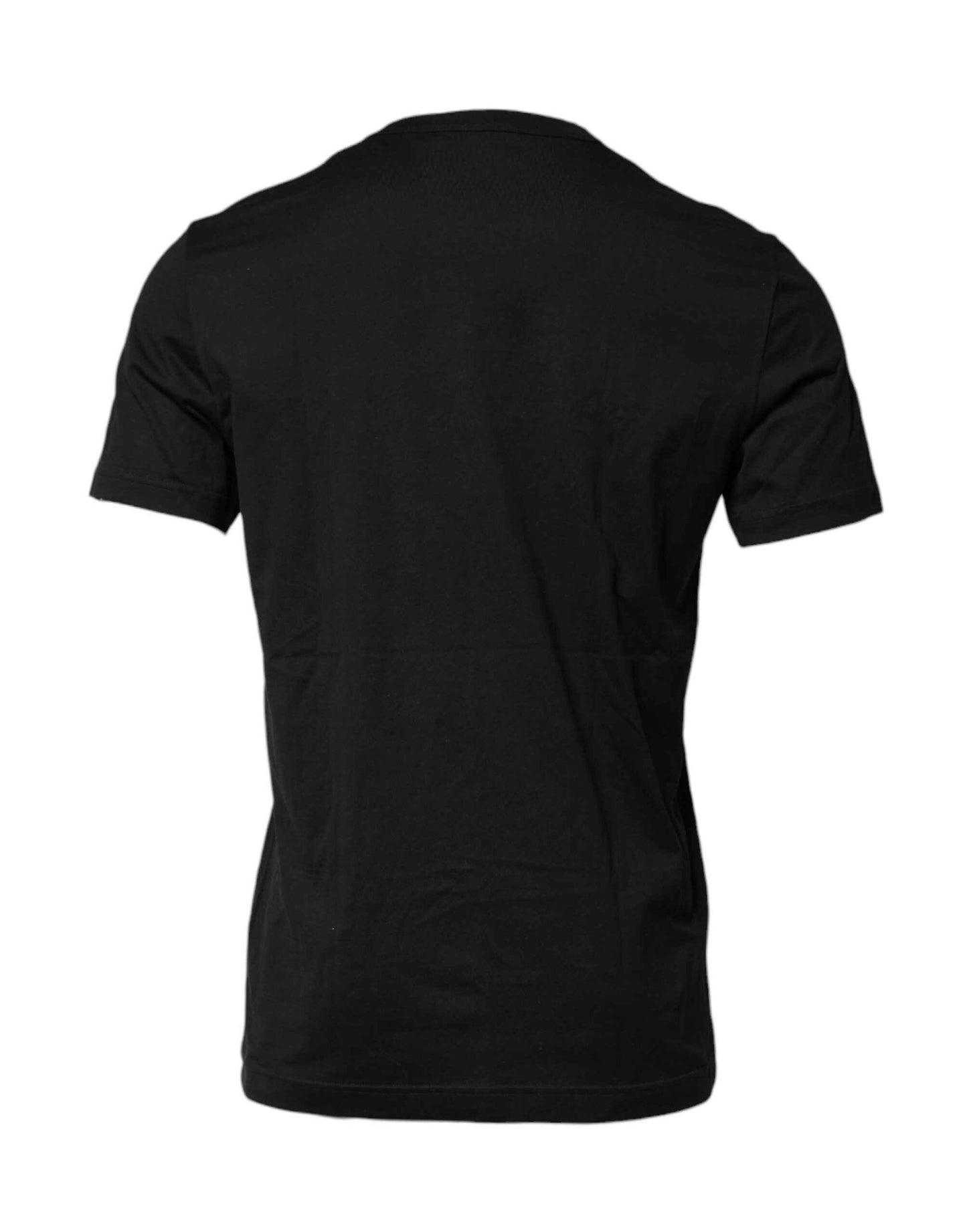 Black Cotton Embroidered Crew Neck T-shirt