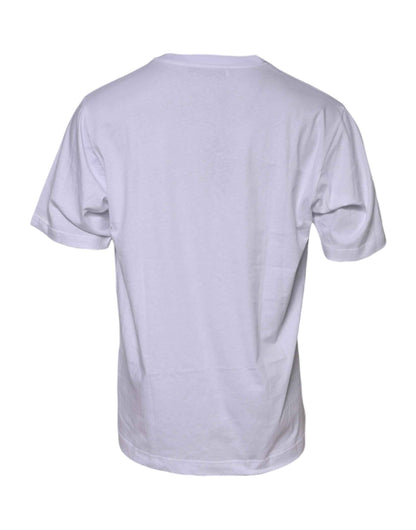 White Cotton Logo Print Crew Neck T-shirt