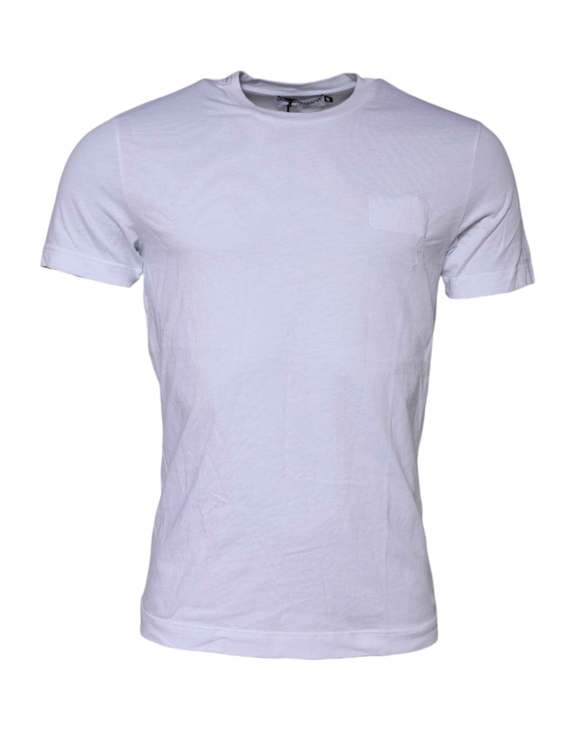 White Cotton Logo Patch Crew Neck T-shirt