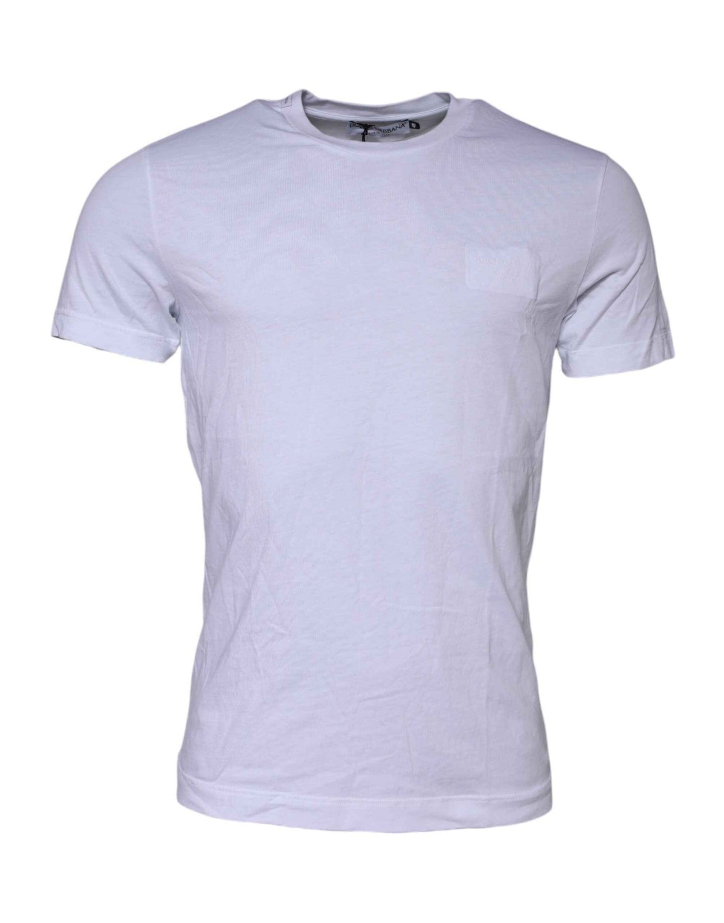 White Cotton Logo Patch Crew Neck T-shirt
