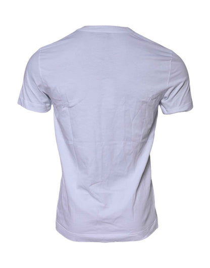 White Cotton Logo Patch Crew Neck T-shirt