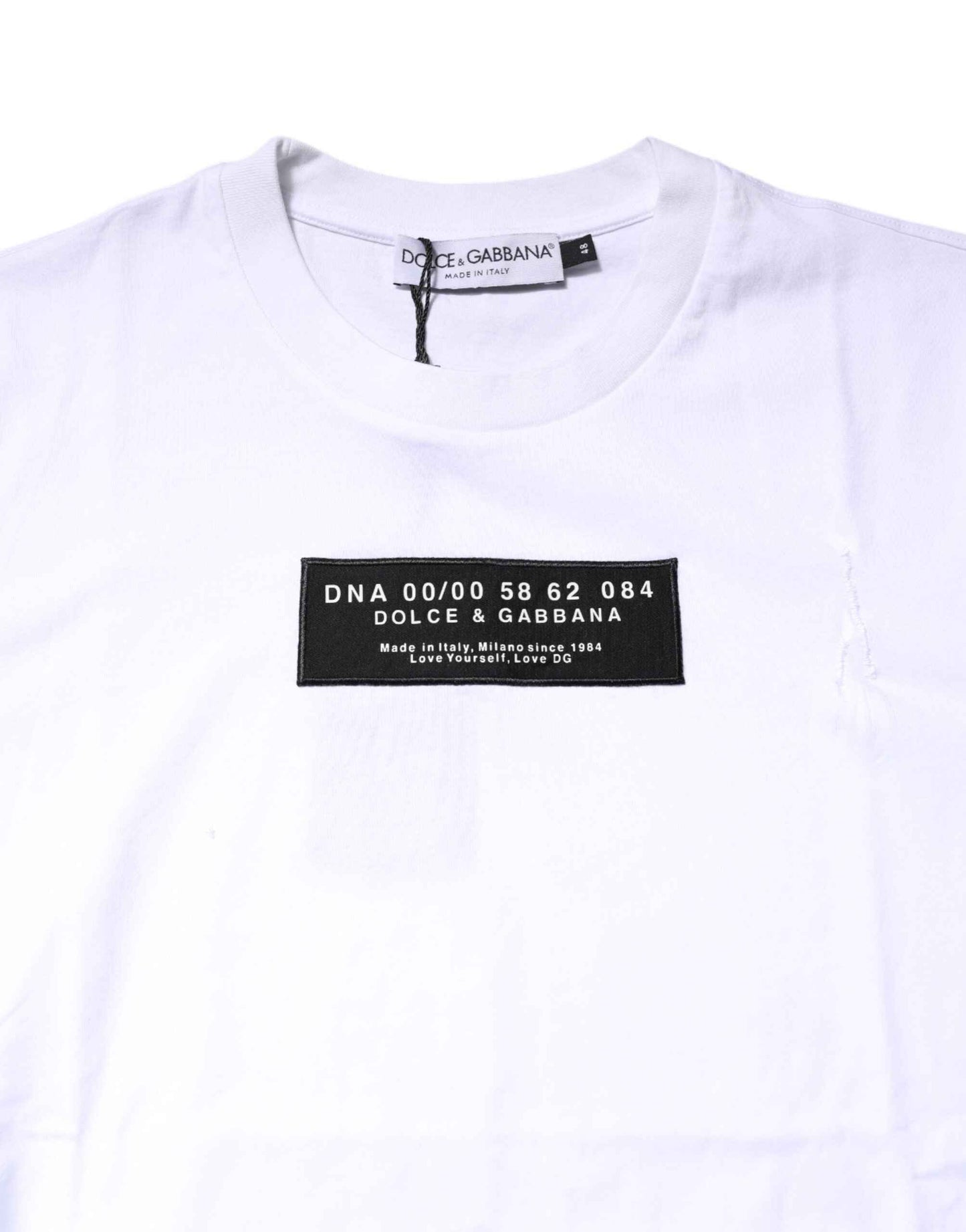 White Cotton Logo Patch Crew Neck T-shirt