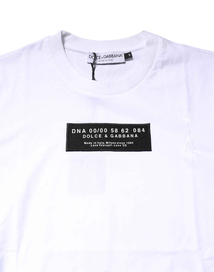 White Cotton Logo Patch Crew Neck T-shirt