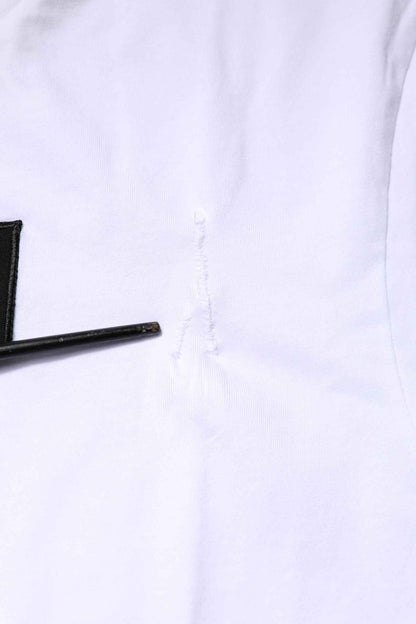 White Cotton Logo Patch Crew Neck T-shirt