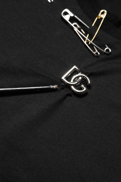 Black Logo Embellish Short Sleeves T-shirt