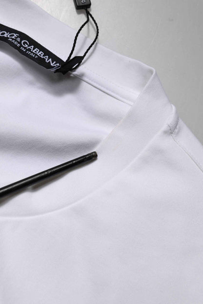 White Logo Embellish Short Sleeves T-shirt