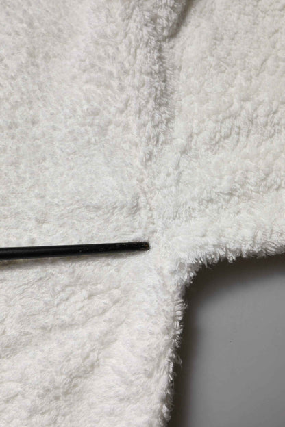 White Cotton Fleece Crew Neck Sweater