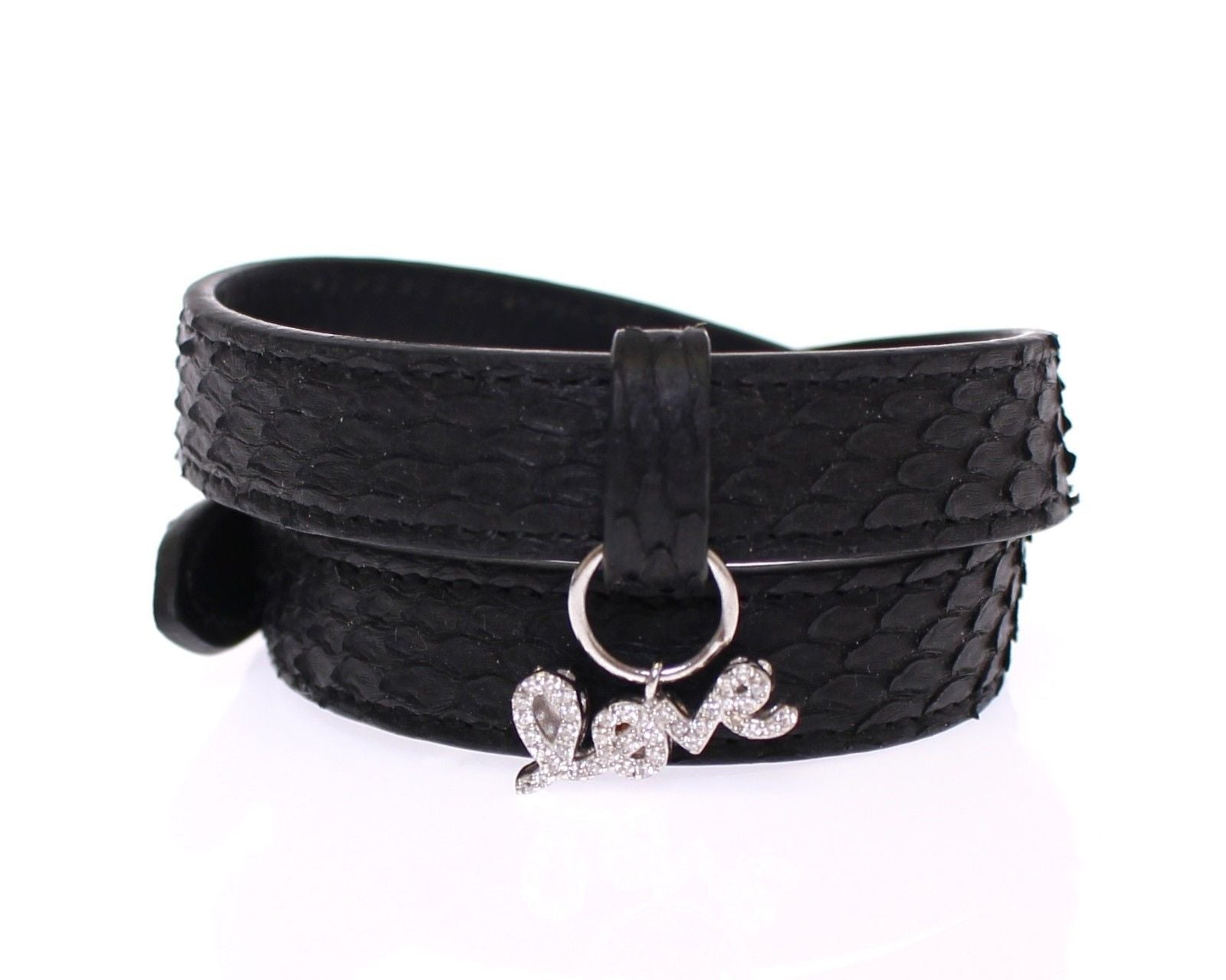 Snakeskin CZ LOVE 925 Silver Bracelet Nialaya