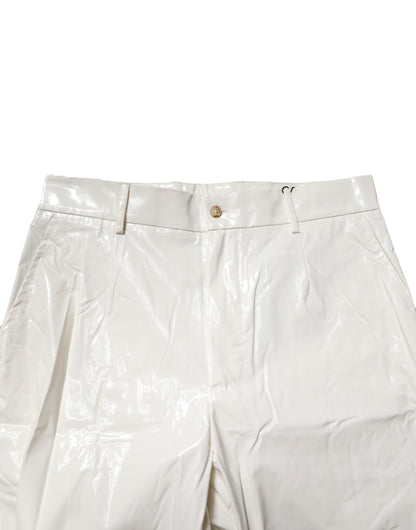 White Nylon Tapered Dress Men Pants